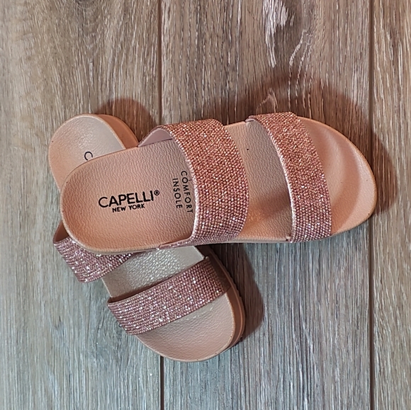 Capelli little girls rose gold sparkly strapped sandals in sz 12-13 - Picture 5 of 7